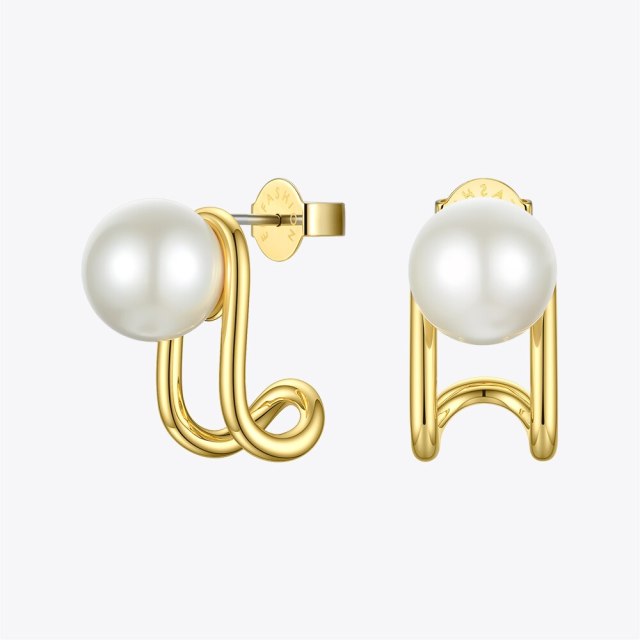 ENFASHION Piercing Pearl Stud Earrings For Women Gold Color Earings Aretes De Mujer Christmas Fashion Jewelry Wholesale E221420