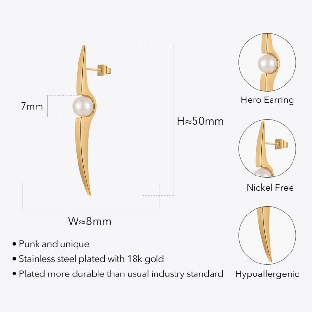 ENFASHION Hero Earings Gold Color Brincos Trending Products Stainless Steel Earrings For Women Fashion Jewelry Party E221422