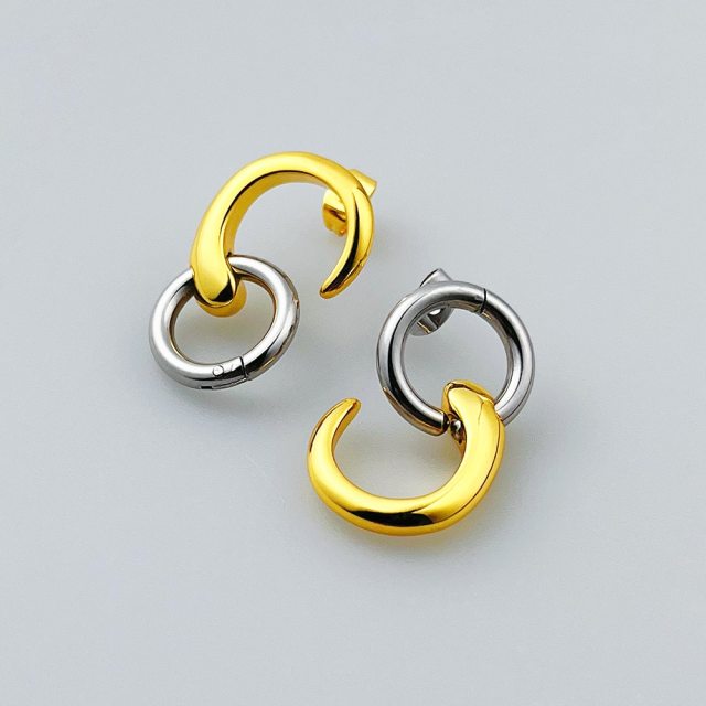 ENFASHION Piercing Round Earrings For Women Pendientes Christmas Aretes De Mujer Earings Gold Color Fashion Jewelry E221401