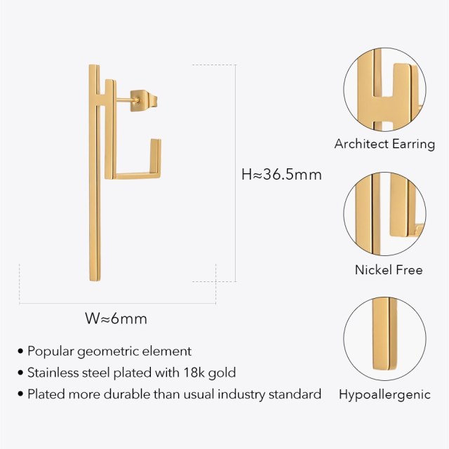 ENFASHION Pendientes Piercing Earrings For Women Fashion Jewelry Christmas Stainless Steel Earings Gold Color Gifts E221417