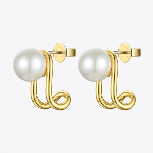 ENFASHION Piercing Pearl Stud Earrings For Women Gold Color Earings Aretes De Mujer Christmas Fashion Jewelry Wholesale E221420