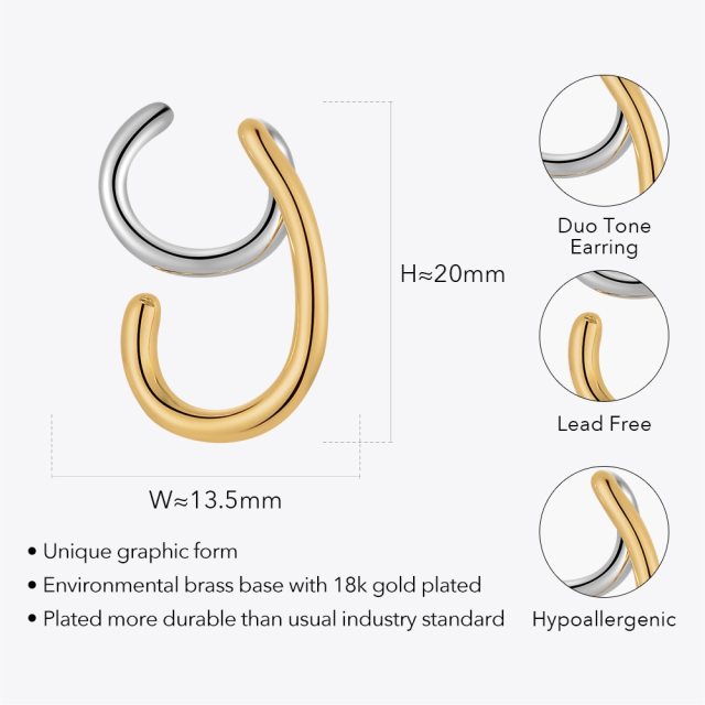ENFASHION Original Design Irregular Line Ear Cuff Gold Color Earrings For Women Pendientes Mujer Fashion Jewelry Party E221419