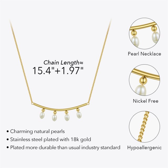 ENFASHION Natural Pearls Pendants Necklaces Stainless Steel Necklace For Women Collares Para Mujer Fashion Jewelry P193029