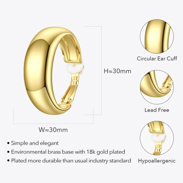 ENFASHION Circle Clip On Earrings For Women Gold Color Earings Pendientes Mujer Ear Cuff Fashion Jewelry Free Shipping E191133