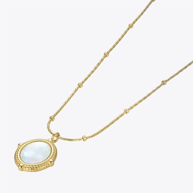 ENFASHION Oval Shell Pendants Necklaces Trending Products Necklace For Women Stainless Steel Collares Fashion Jewelry P203127