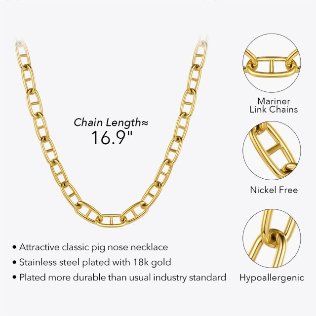 ENFASHION Mariner Link Necklace For Women Collares Para Mujer Gold Color Chains Necklaces Stainless Steel Fashion Jewelry P3126