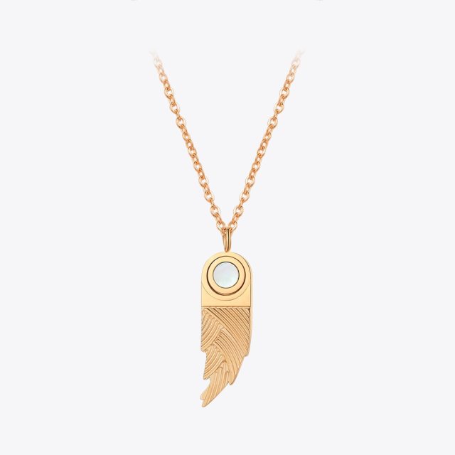 ENFASHION Feather Necklace For Women Collares Wing Pendants Necklaces Free Shipping Items Stainless Steel Fashion Jewelry 193012