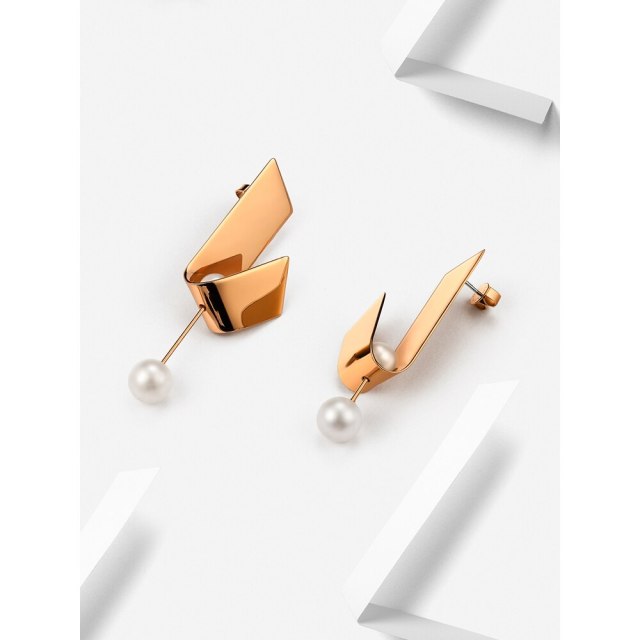 ENFASHION Trending Products Pearl Drop Earings Fashion Jewelry For Women Stainless Steel Earrings Brincos Christmas EFJ181055