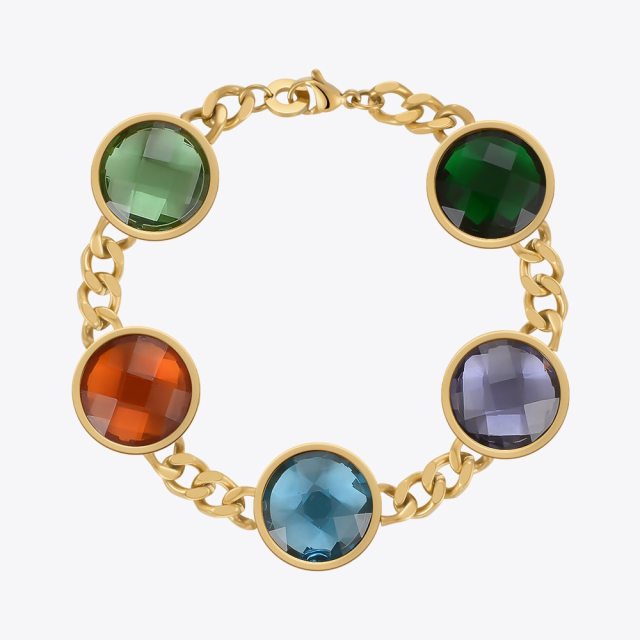 ENFASHION Colorful Glass Bracelet For Women Trending Products Pulseras Mujer Bracelets Stainless Steel Fashion Jewelry B222297