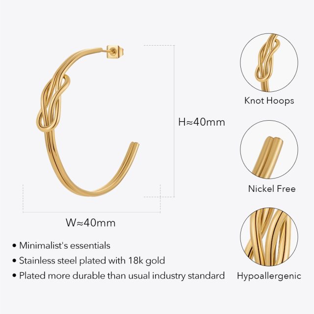 ENFASHION New In Knot Hoop Earings For Women Kolczyki Stainless Steel Earrings Gold Color Fashion Jewelry 2022 Party E221430