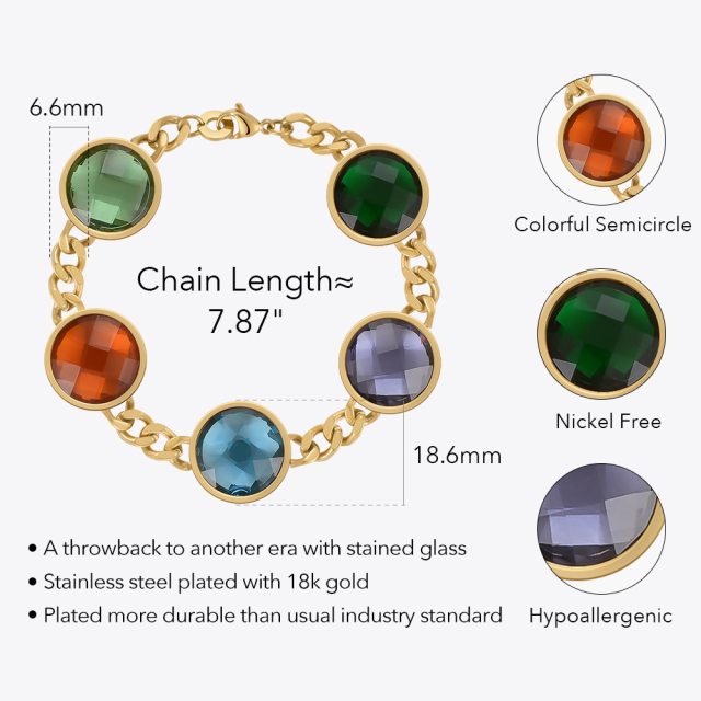 ENFASHION Colorful Glass Bracelet For Women Trending Products Pulseras Mujer Bracelets Stainless Steel Fashion Jewelry B222297