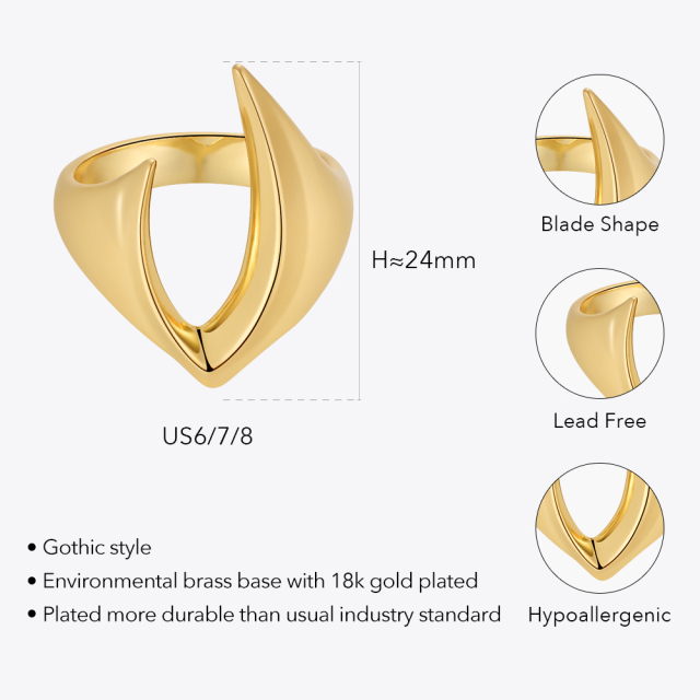ENFASHION New In Rings For Women Bague Femme Blade Ring 2022 Goth Free Shipping Gold Color Punk Fashion Jewelry Party R224169