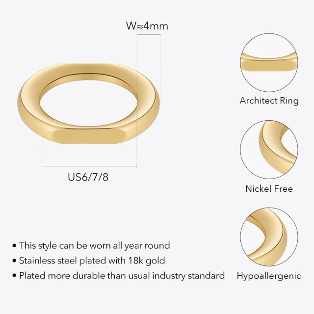 ENFASHION New In Rings For Women Anillos Mujer Stainless Steel Simple Architect Ring Gold Color Fashion Jewelry Party R214167