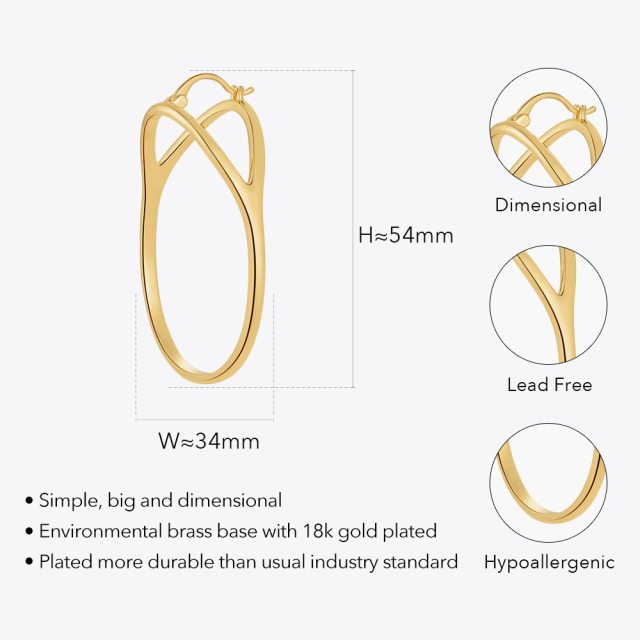 ENFASHION Big Hoop Earrings For Women New In Pendientes Mujer Gold Color Oval Earings Fashion Jewelry Gift Wholesale E221442