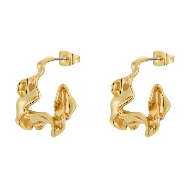 ENFASHION Piercing Hoop Earrings For Women Christmas New In Ruffle Earings Fashion Jewelry Gold Color Pendientes Mujer E221447