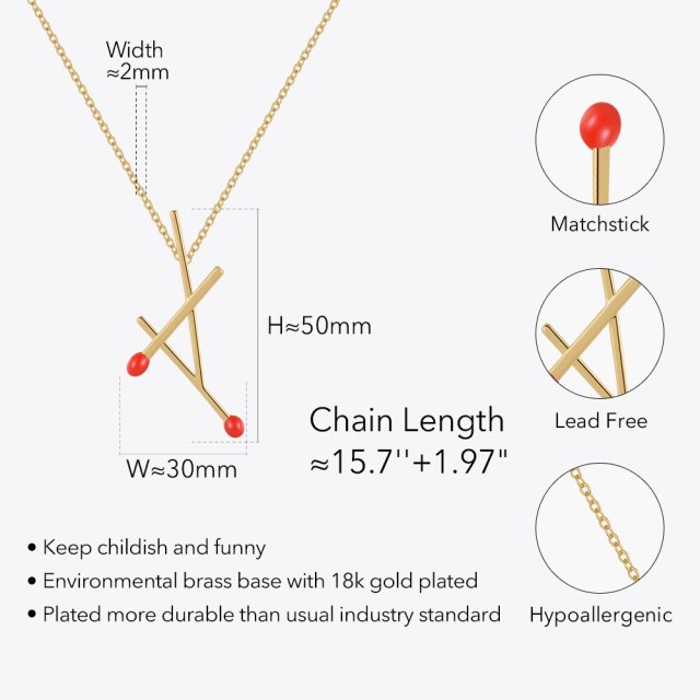 ENFASHION Matchstick Pendant Necklace For Women Gold Color Necklaces New In Fashion Jewelry Christmas Gift Collier P223353