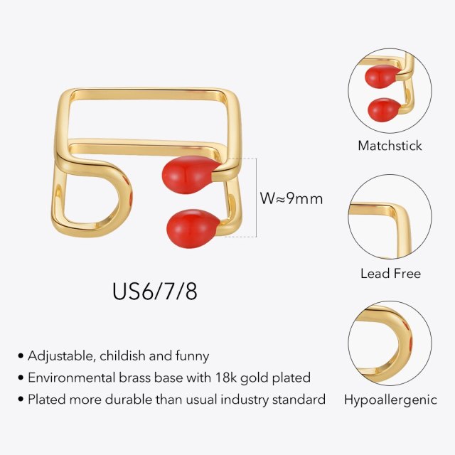 ENFASHION New In Matchstick Rings For Women Anillos Mujer Gold Color Ring Christmas Gift Cute Fashion Jewelry Wholesale R224177