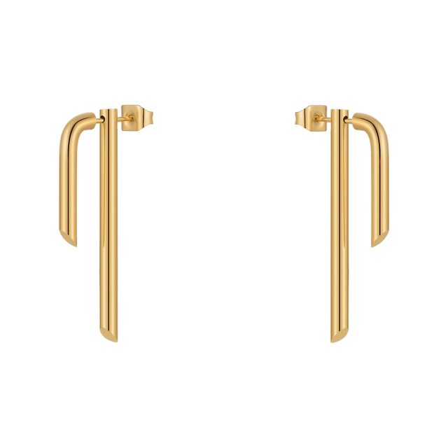 ENFASHION Tube Stud Earrings For Women Christmas Gold Color Pendientes New In Earings Stainless Steel Fashion Jewelry E221443