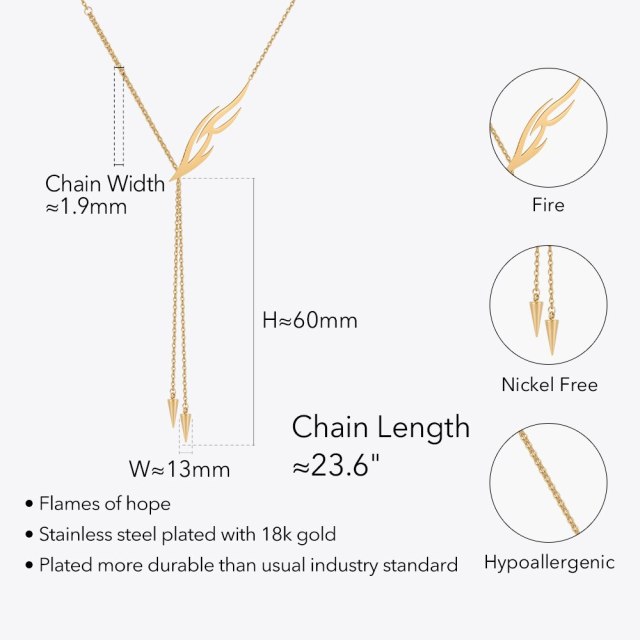 ENFASHION New In Fire Pendant Necklace For Women Gold Color Fashion Jewelry Stainless Steel Cone Necklaces Wholesale Collar 3336