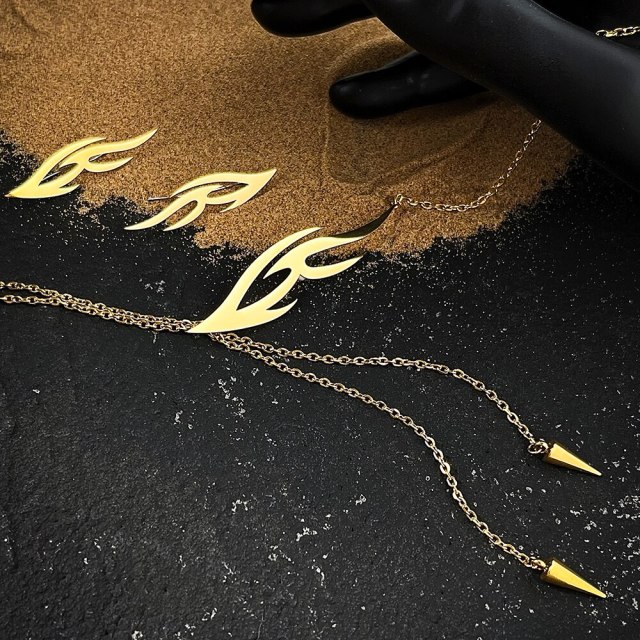 ENFASHION New In Fire Pendant Necklace For Women Gold Color Fashion Jewelry Stainless Steel Cone Necklaces Wholesale Collar 3336