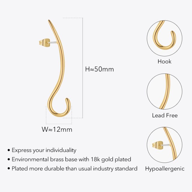 ENFASHION Hiphop Hook Drop Earrings For Women Pendientes Mujer Gold Color Earings Fashion Jewelry Christmas Wholesale E221458
