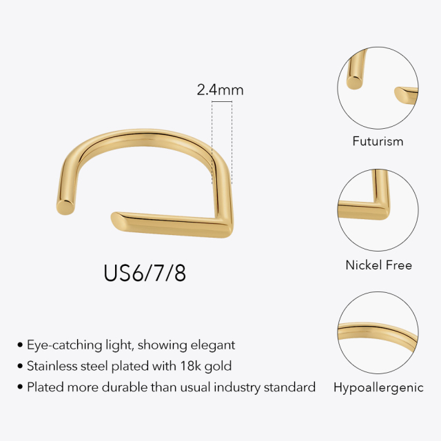 ENFASHION Anollis New Futuristic D- Ring For Women Dainty Stainless Steel Gold Color Fashion Jewelry Rings Graduation R214183
