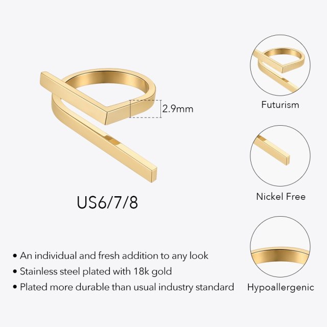 ENFASHION Futuristic Rings For Women Simple Gold Color Stainless Steel Ring Fashion Jewelry Birthday Christmas Gift R214185