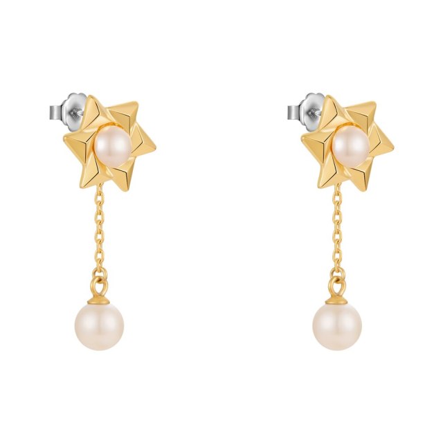 ENFASHION Aretes Snowflake Pearl Drop Earrings For Women Gold Color Delicate Pendientes Earring Christmas Fashion Jewelry 221486