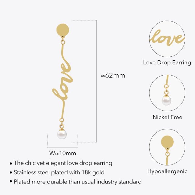 ENFASHION Love Drop Earring With Pearl Gold Color For Women Stainless Steel Earrings Trendy Simple Fashion Jewelry Dropship 1507