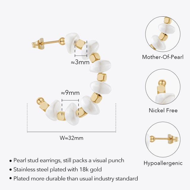 ENFASHION Aretes De Mujer C Shape Pearl Stud Earrings For Women Gold Color 18K Plated In Earings Fashion Jewelry Birthday 231451