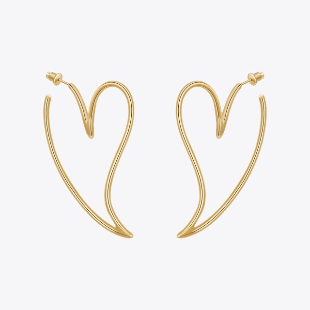 ENFASHION Aretes De Mujer Cutout Heart Stud Earrings For Women 18K Plated Gold Fashion Jewelry Daily OfficeTravel Gift E231462