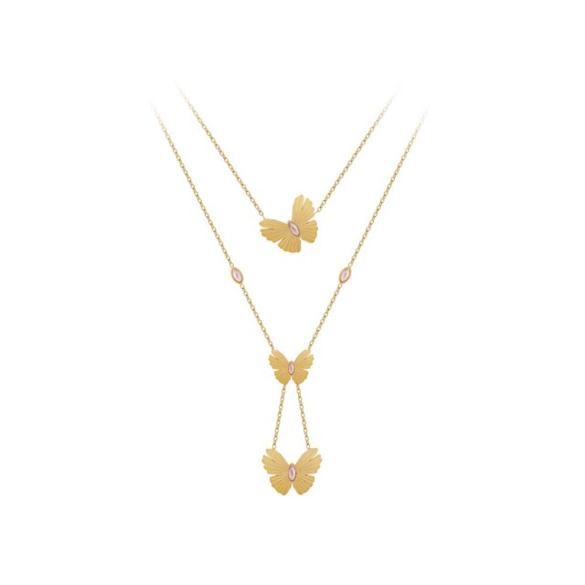 ENFASHION Para Mujer Butterfly Necklace With Zircon For Women Jewelry Necklaces 18K Plated Gold Fashion Cute Party Gift P223319