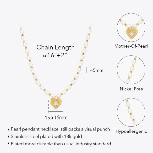ENFASHION Heart White Shell Pendant Pearl Necklace For Women  Para Mujer Jewelry Necklaces Plated Gold Fashion Cute Gift P233409