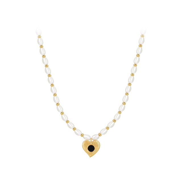 ENFASHION Heart White Shell Pendant Pearl Necklace For Women  Para Mujer Jewelry Necklaces Plated Gold Fashion Cute Gift P233409