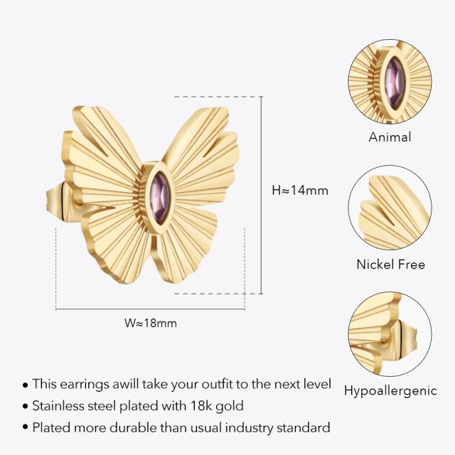 ENFASHION Animal Series Butterfly Stud Earrings For Women Aretes De Mujer With Zircon Earrings18K Gold Fashion Jewelry Party1426
