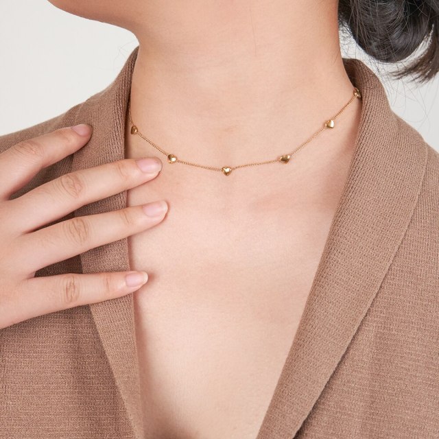 ENFASHION Para Mujer Luck Heart Clavicle Chain Necklace For Women Jewelry Necklaces 18K Plated Gold Fashion Cute Simple P223321