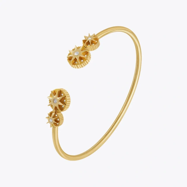 ENFASHION Pulseras Octagon Stretch Open Bangle For Women's 18K Plated Gold Bracelet Trendy Cute Elegant Jewelry Anniversary 2372