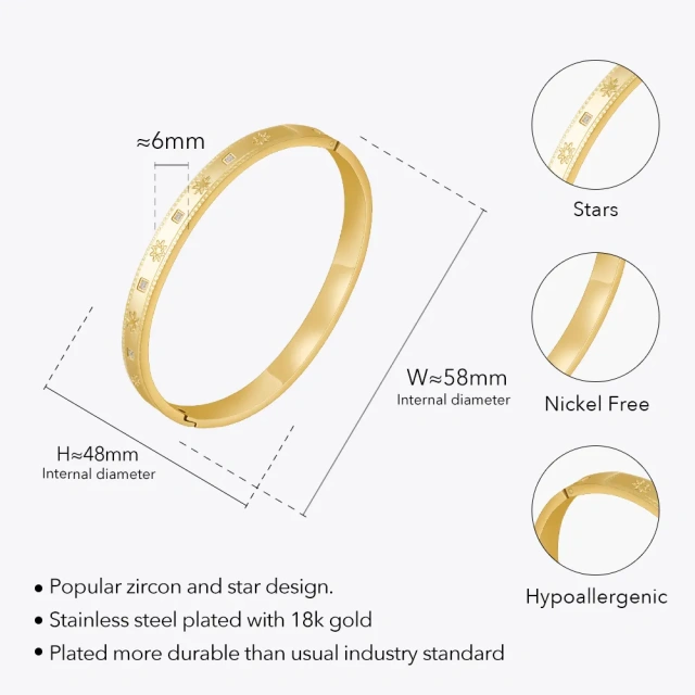 ENFASHION Pulseras Octagon With Zircon Cuff Bangle For Women's Stainless Steel Plated Gold Bracelet Elegant Jewelry Dating 2366