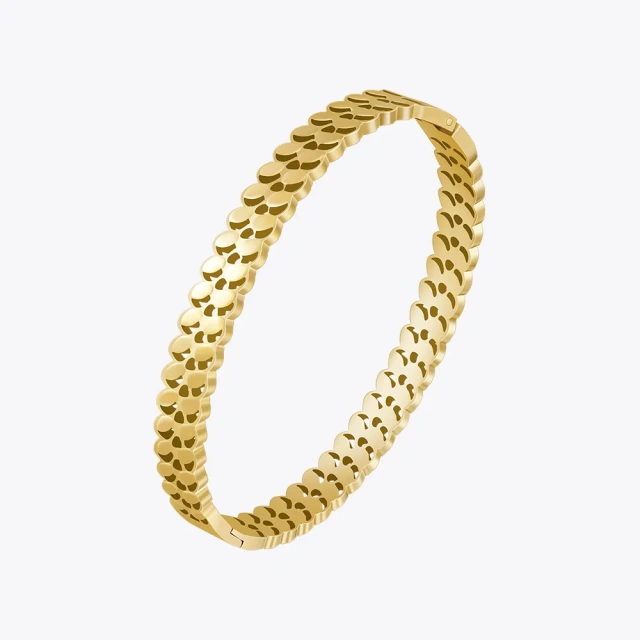 ENFASHION Double Chain Cuff Bangle For Women's Pulseras Stainless Steel Plated Gold Bracelet Cool Stylish Jewelry Easter B232367