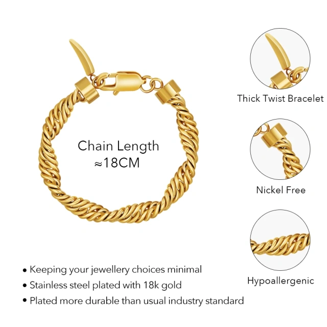 ENFASHION Pulseras Twist Bracelet Thick Chain For Women Bracelets Fashion Stainless steel 18K Gold Jewelry Party Cocktail 9258
