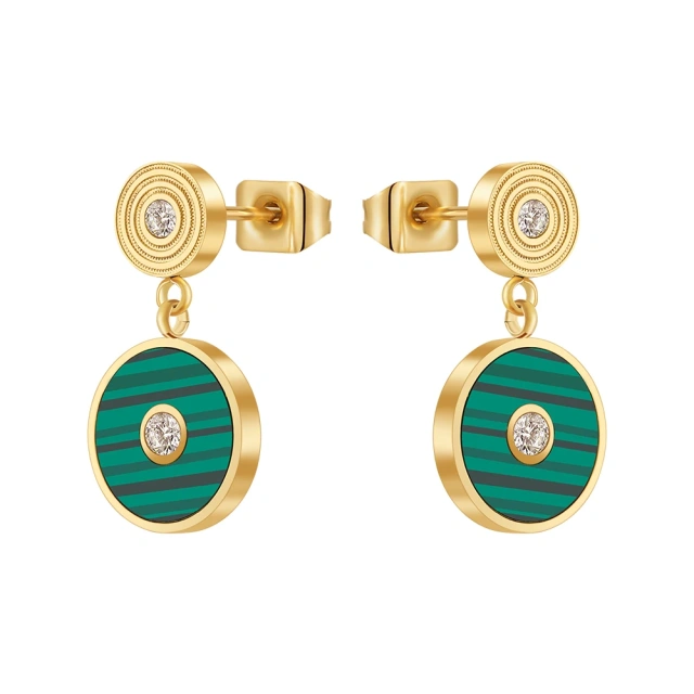 ENFASHION Aretes De Mujer Peacock Green Disc Stud Earrings For Women's 18K Plated Gold Fashion Jewelry Anniversary Gift E231469