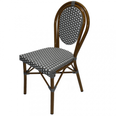 L-843 French Bistro Outdoor Furniture Bamboo Look Armrest Patio Wicker Rattan Chair