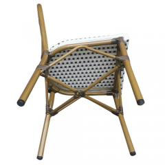 L-843 French Bistro Outdoor Furniture Bamboo Look Armrest Patio Wicker Rattan Chair