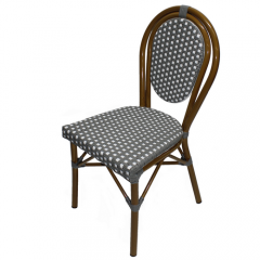 L-843 French Bistro Outdoor Furniture Bamboo Look Armrest Patio Wicker Rattan Chair