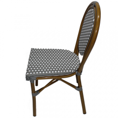 L-843 French Bistro Outdoor Furniture Bamboo Look Armrest Patio Wicker Rattan Chair