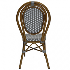 L-843 French Bistro Outdoor Furniture Bamboo Look Armrest Patio Wicker Rattan Chair