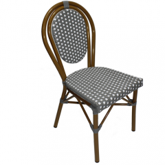 L-843 French Bistro Outdoor Furniture Bamboo Look Armrest Patio Wicker Rattan Chair