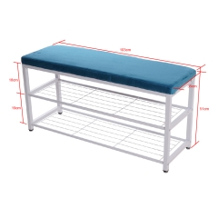 T503 Simple small apartment fabric shoe stool modern home iron shoe rack sofa bench