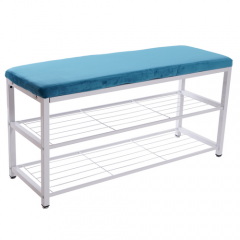 T503 Simple small apartment fabric shoe stool modern home iron shoe rack sofa bench