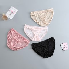 3 pcs/lot Female Nature Silk Solid Thin Women Basic Style Sexy Underwear Pink Under-pant comfort lingerie